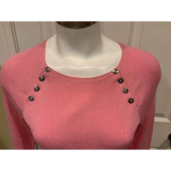 Polo Ralph Lauren Pink Thin Rib Knit Button Shoulder Top, SizeXL - Picture 2 of 6